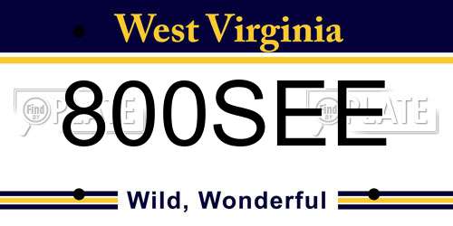 800SEE West Virginia License Plate