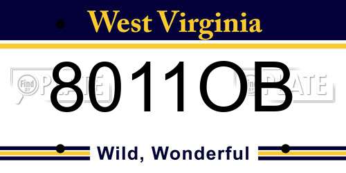 8011OB West Virginia License Plate