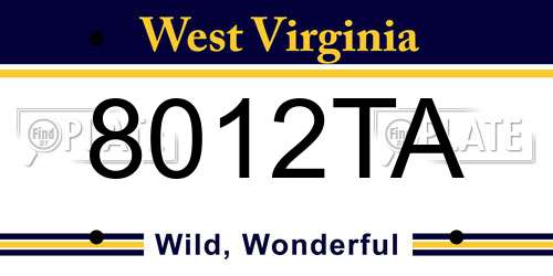 8012TA West Virginia License Plate