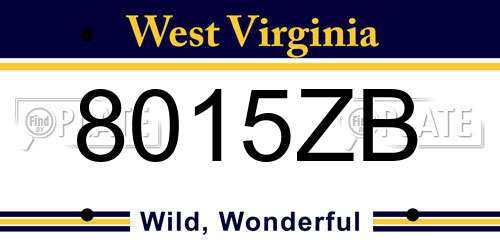 8015ZB West Virginia License Plate