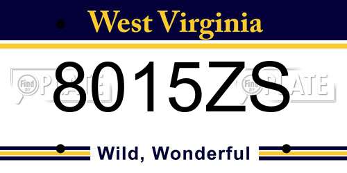 8015ZS West Virginia License Plate