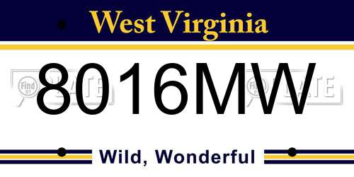 8016MW West Virginia License Plate