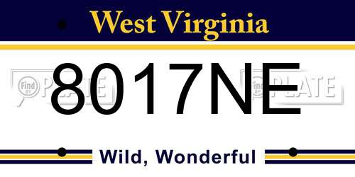 8017NE West Virginia License Plate