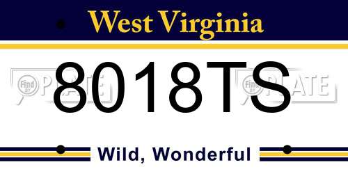 8018TS West Virginia License Plate