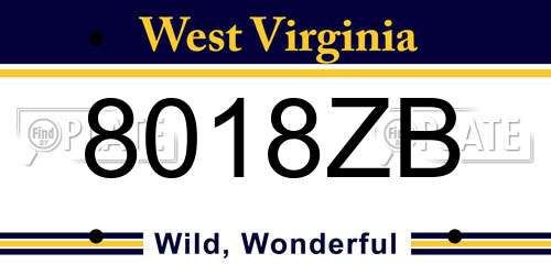 8018ZB West Virginia License Plate