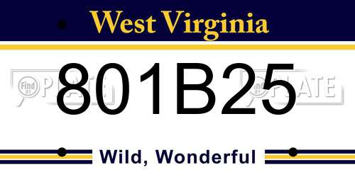 801B25 West Virginia License Plate