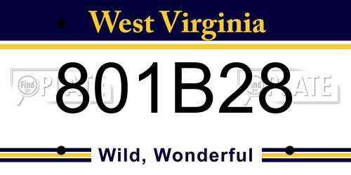 801B28 West Virginia License Plate