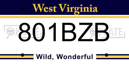 801BZB West Virginia License Plate
