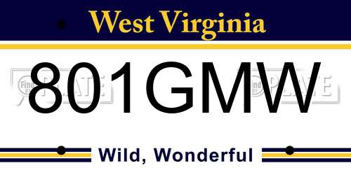 801GMW West Virginia License Plate