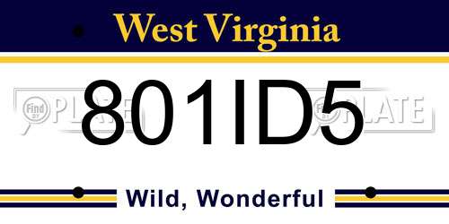 801ID5 West Virginia License Plate
