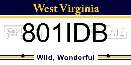 801IDB West Virginia License Plate