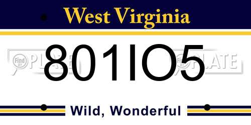 801IO5 West Virginia License Plate