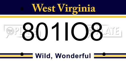 801IO8 West Virginia License Plate