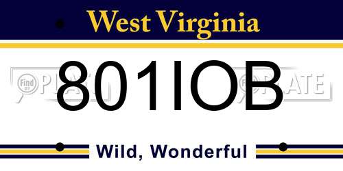 801IOB West Virginia License Plate