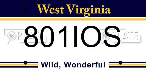 801IOS West Virginia License Plate
