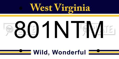 801NTM West Virginia License Plate