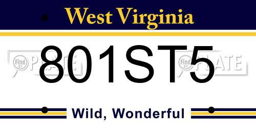 801ST5 West Virginia License Plate