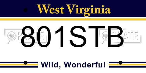 801STB West Virginia License Plate