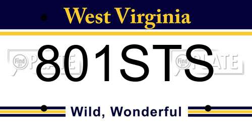 801STS West Virginia License Plate
