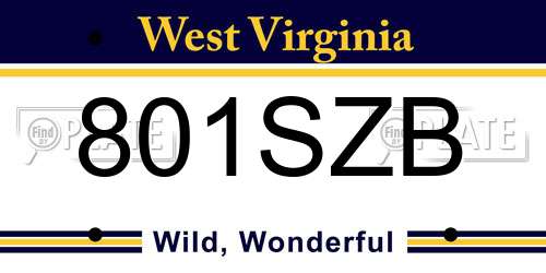 801SZB West Virginia License Plate