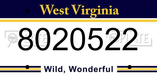 8020522 West Virginia License Plate
