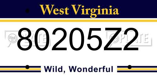 80205Z2 West Virginia License Plate