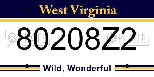 80208Z2 West Virginia License Plate