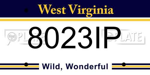 8023IP West Virginia License Plate