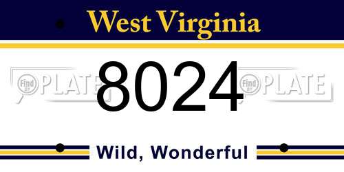 8024 West Virginia License Plate