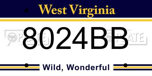 8024BB West Virginia License Plate