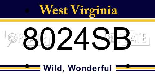8024SB West Virginia License Plate