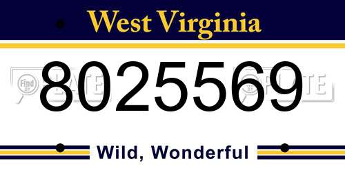 8025569 West Virginia License Plate