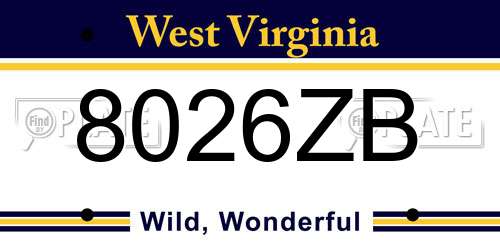 8026ZB West Virginia License Plate