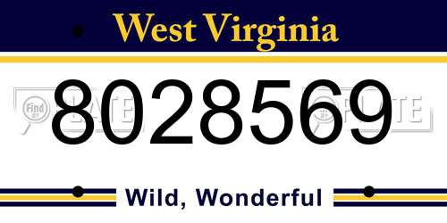 8028569 West Virginia License Plate