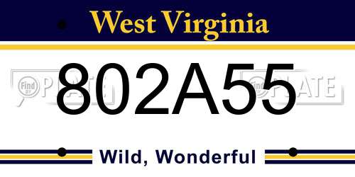 802A55 West Virginia License Plate