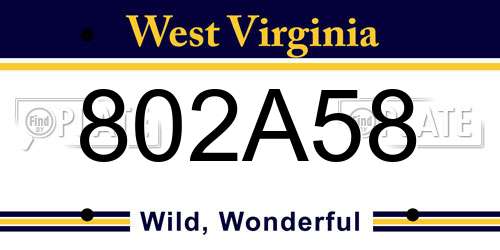 802A58 West Virginia License Plate