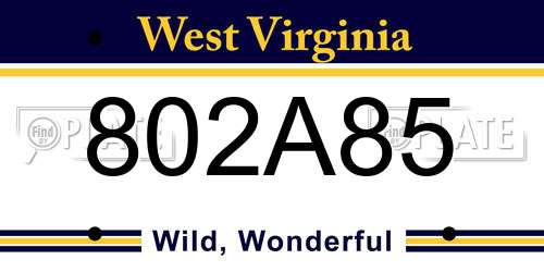 802A85 West Virginia License Plate