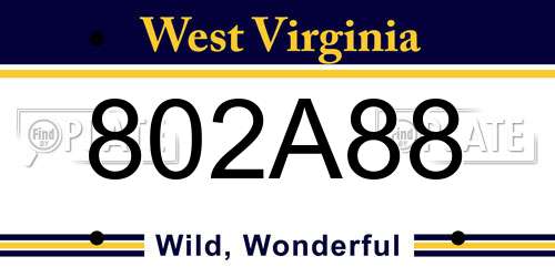 802A88 West Virginia License Plate