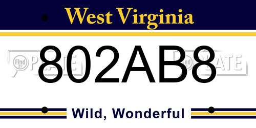 802AB8 West Virginia License Plate