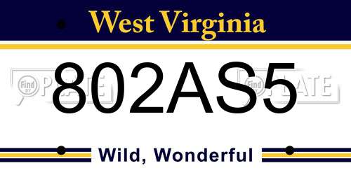 802AS5 West Virginia License Plate