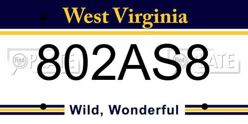 802AS8 West Virginia License Plate
