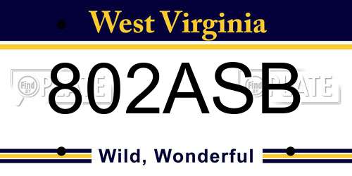 802ASB West Virginia License Plate