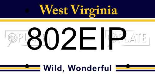 802EIP West Virginia License Plate