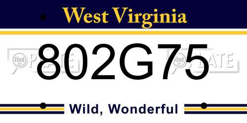 802G75 West Virginia License Plate