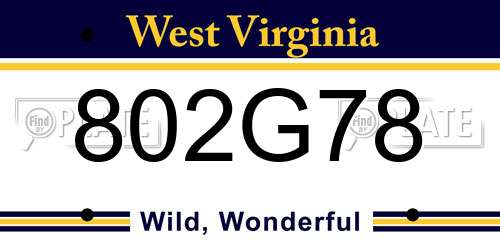 802G78 West Virginia License Plate