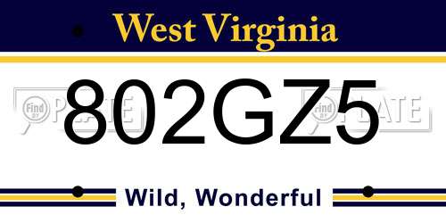 802GZ5 West Virginia License Plate
