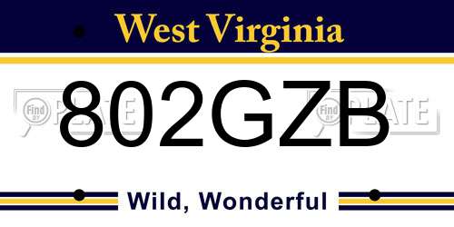 802GZB West Virginia License Plate