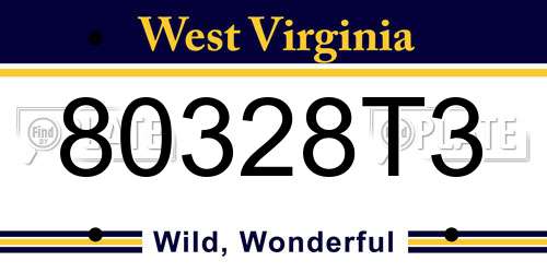 80328T3 West Virginia License Plate
