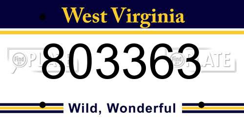 803363 West Virginia License Plate