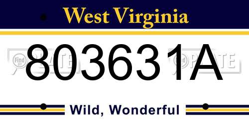 803631A West Virginia License Plate